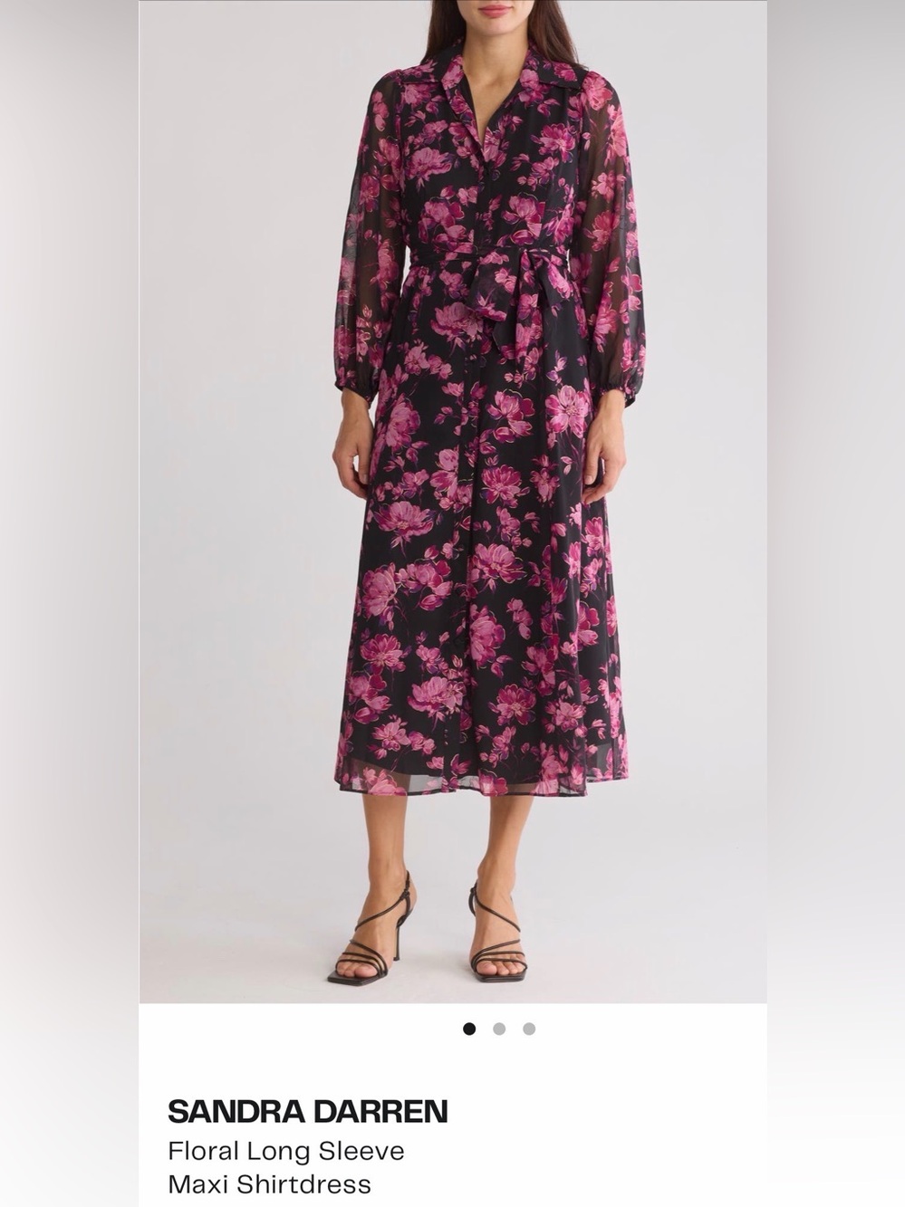 Sandra Darren Black Maxi Skirt with Pink Floral Print